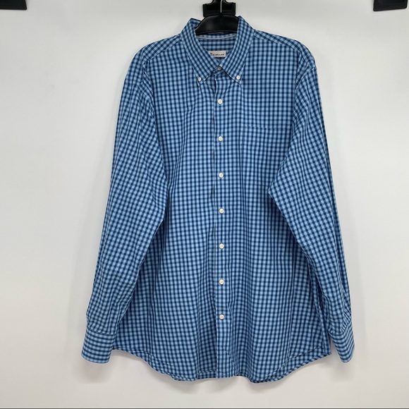 Peter Millar Other - Peter Millar Men's XL Long Sleeve Blue Check Button Down Shirt Cotton Pocket